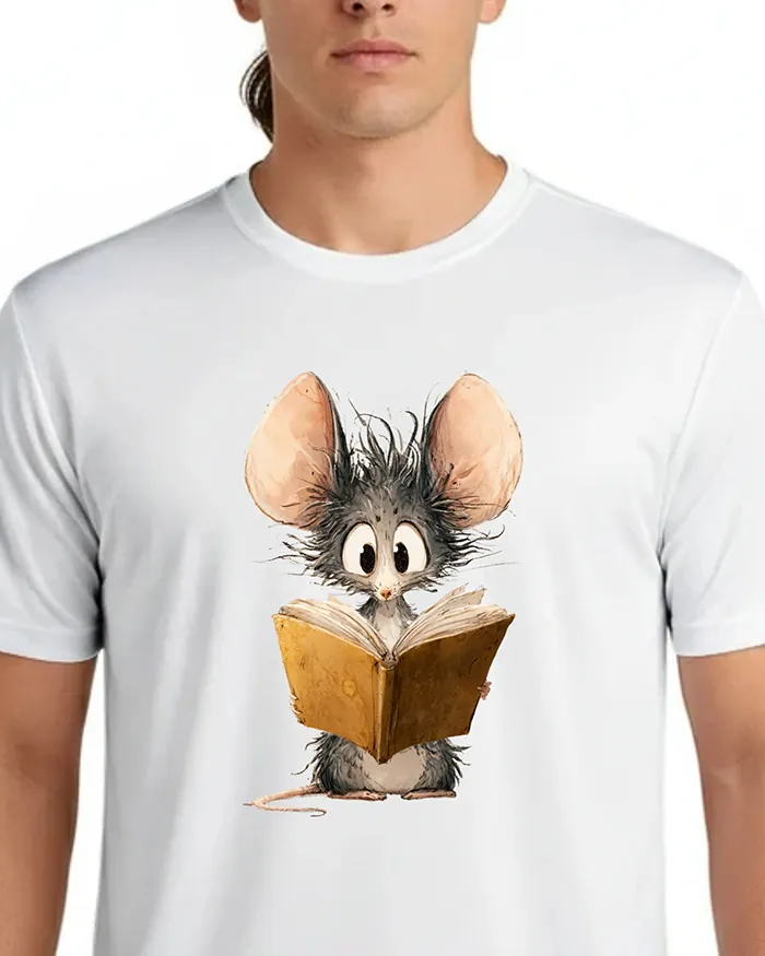 Hand-drawn rat t-shirt β Bookworm Rat Tee β view 2