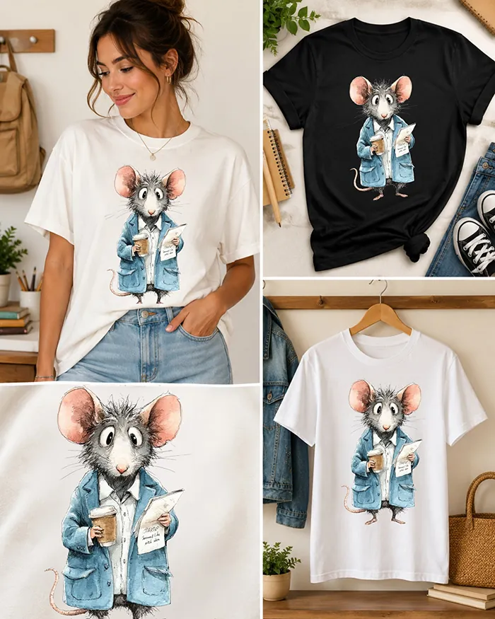 Hand-drawn rat t-shirt β Business Rat Tee β view 4