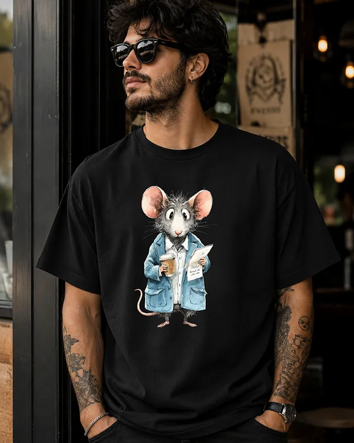 Hand-drawn rat t-shirt β Business Rat Tee β view 9