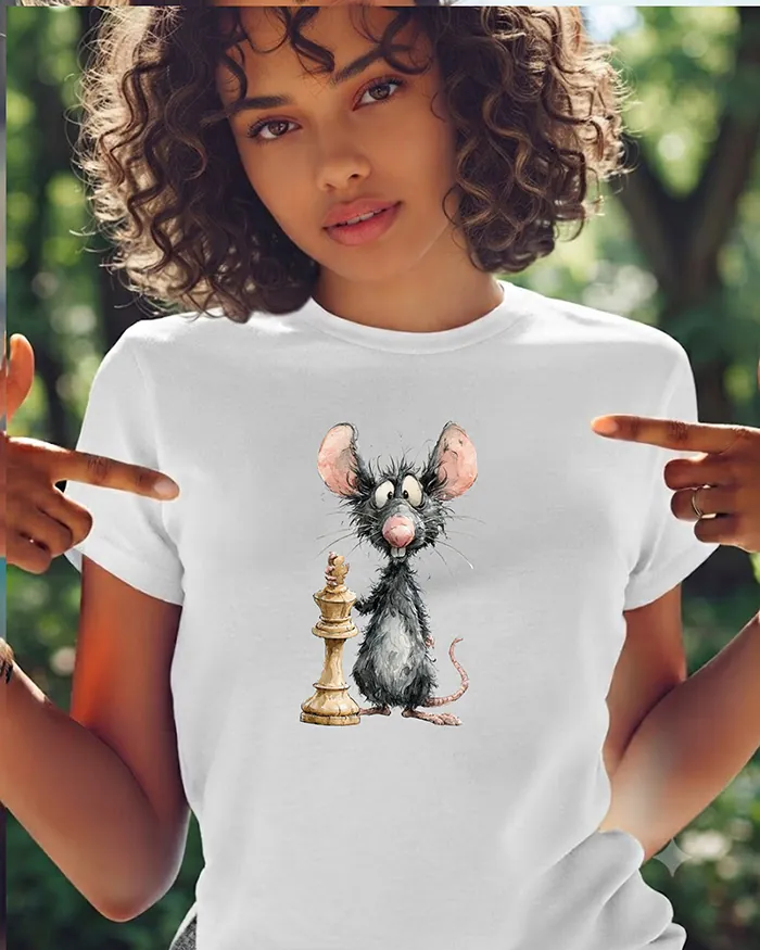 Hand-drawn rat t-shirt — Chess Rat Tee — Silly Rat Collection