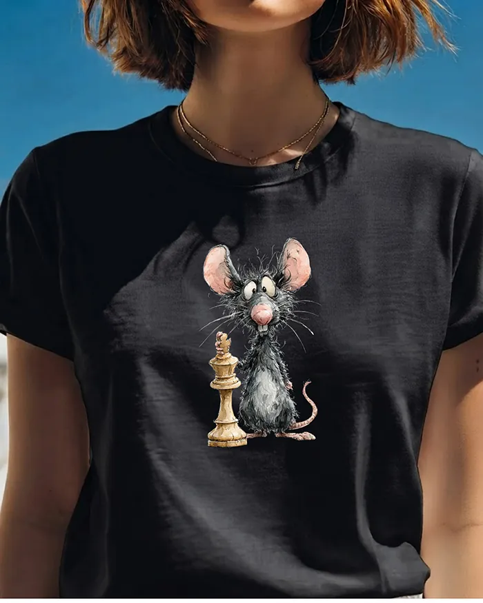 Hand-drawn rat t-shirt β Chess Rat Tee β view 2
