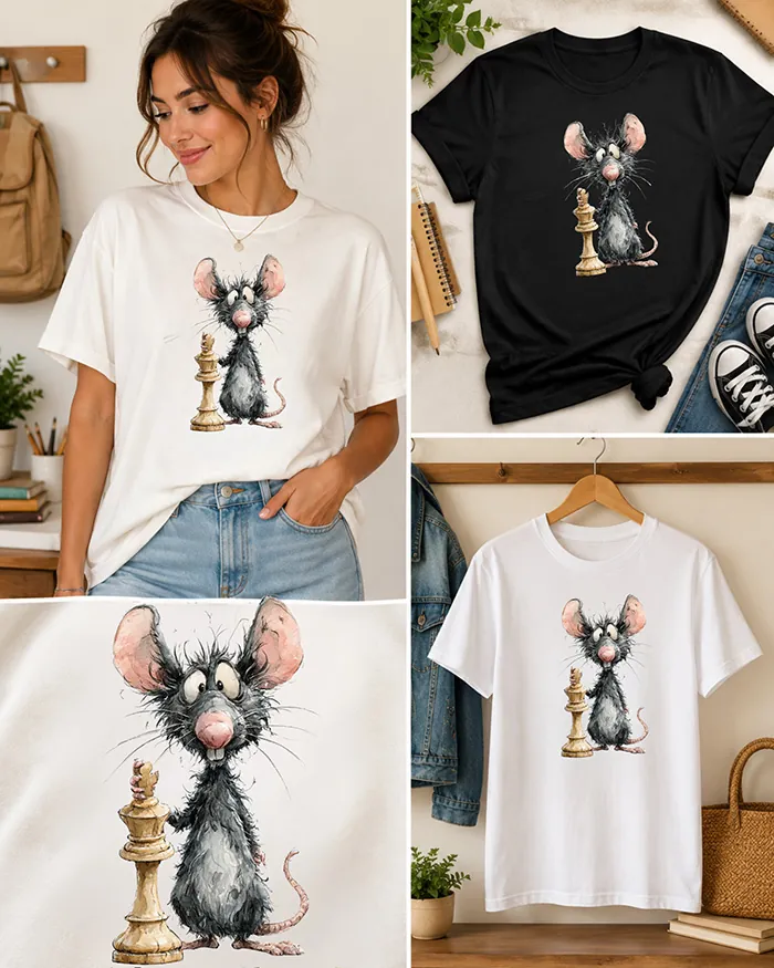 Hand-drawn rat t-shirt β Chess Rat Tee β view 3