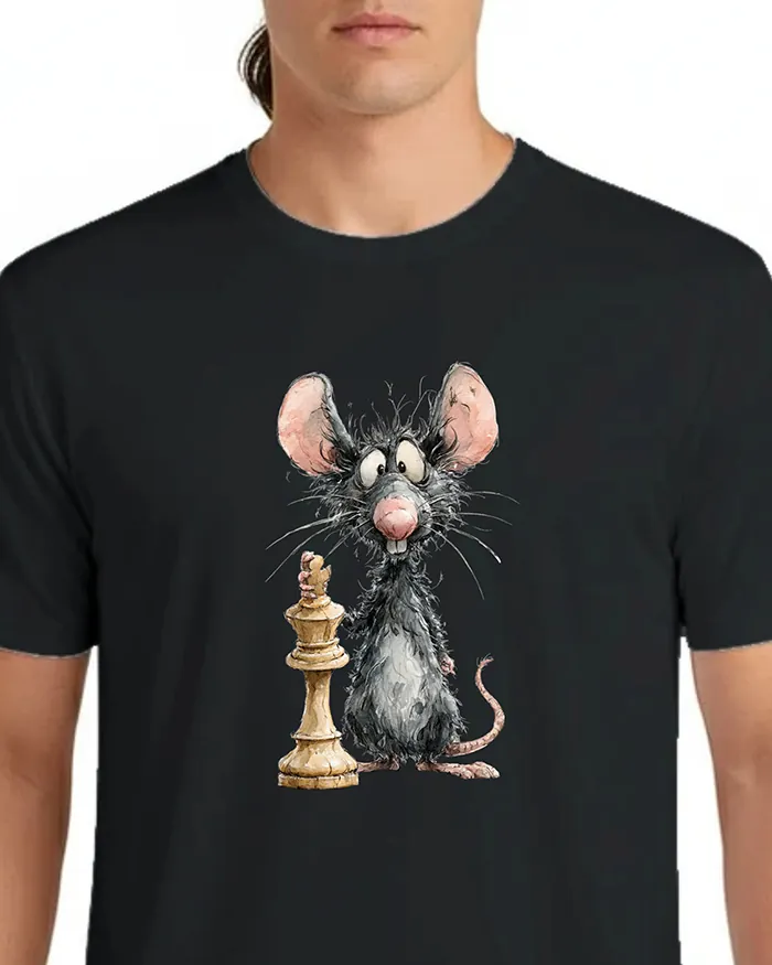 Hand-drawn rat t-shirt β Chess Rat Tee β view 6