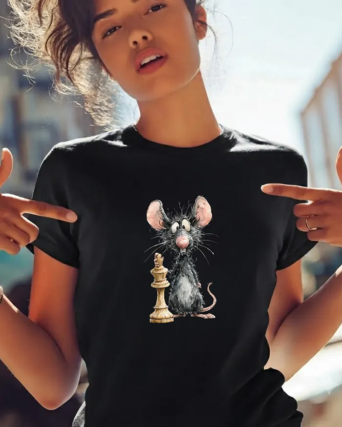 Hand-drawn rat t-shirt β Chess Rat Tee β view 8