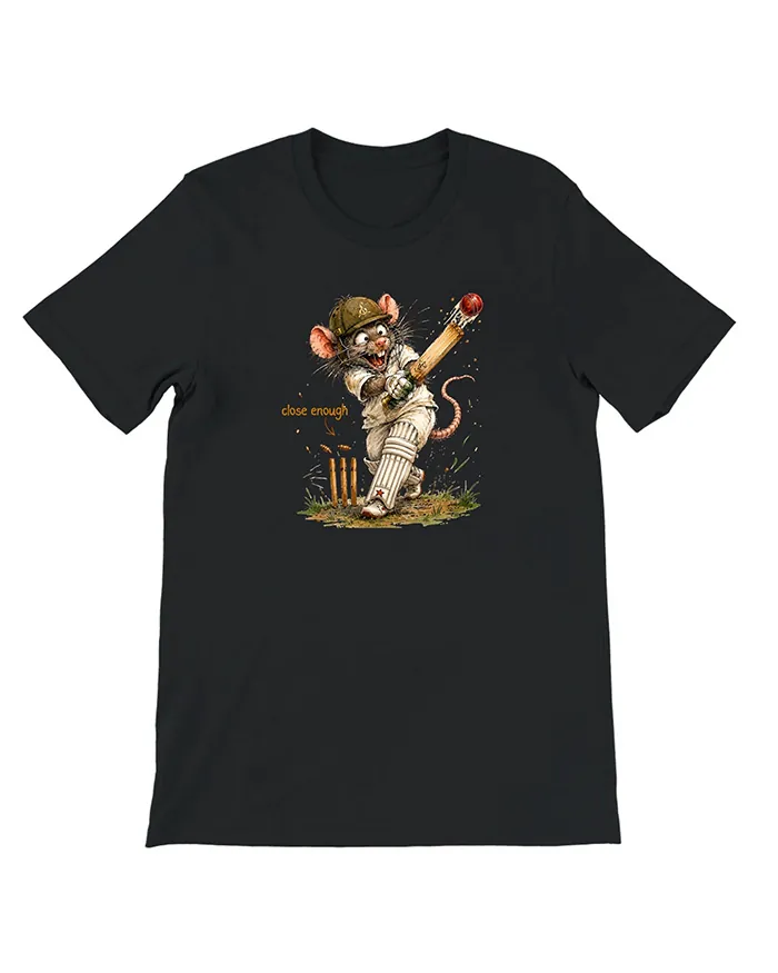 Hand-drawn rat t-shirt β "Close Enough" Cricket Rat Tee β view 10