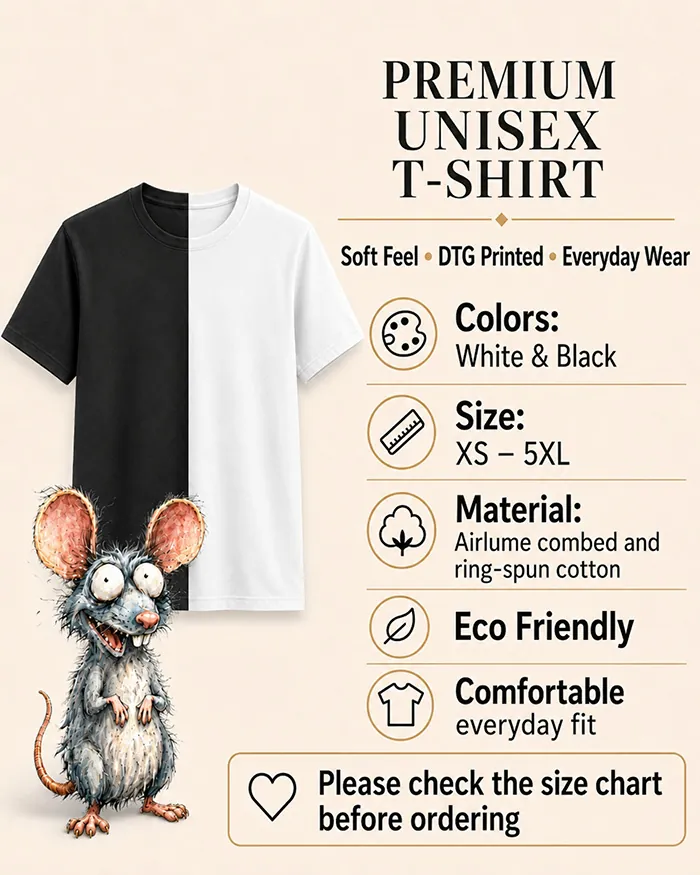 Hand-drawn rat t-shirt β "Close Enough" Cricket Rat Tee β view 11
