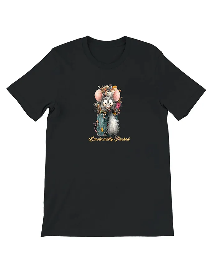 Hand-drawn rat t-shirt β "Emotionally Packed" Rat Tee β view 7