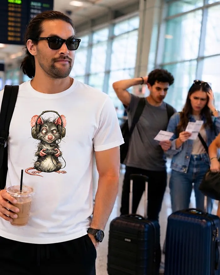 Hand-drawn rat t-shirt — Gamer Rat Tee — view 10