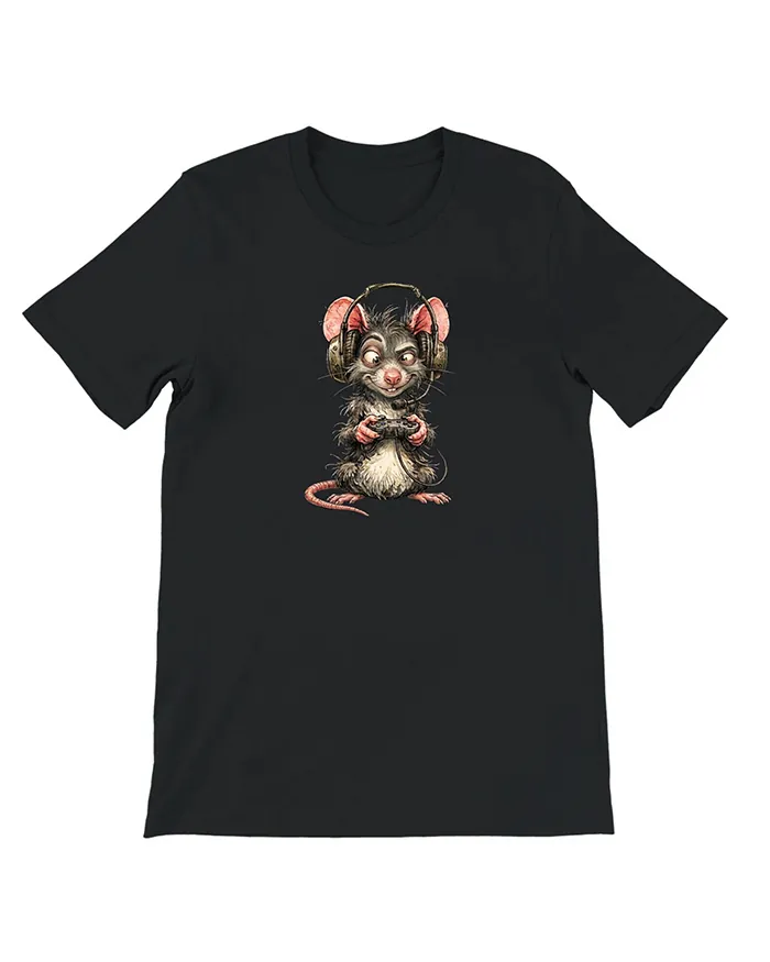 Hand-drawn rat t-shirt — Gamer Rat Tee — view 11