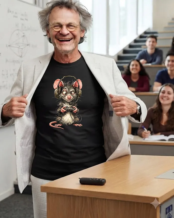 Hand-drawn rat t-shirt — Gamer Rat Tee — view 8