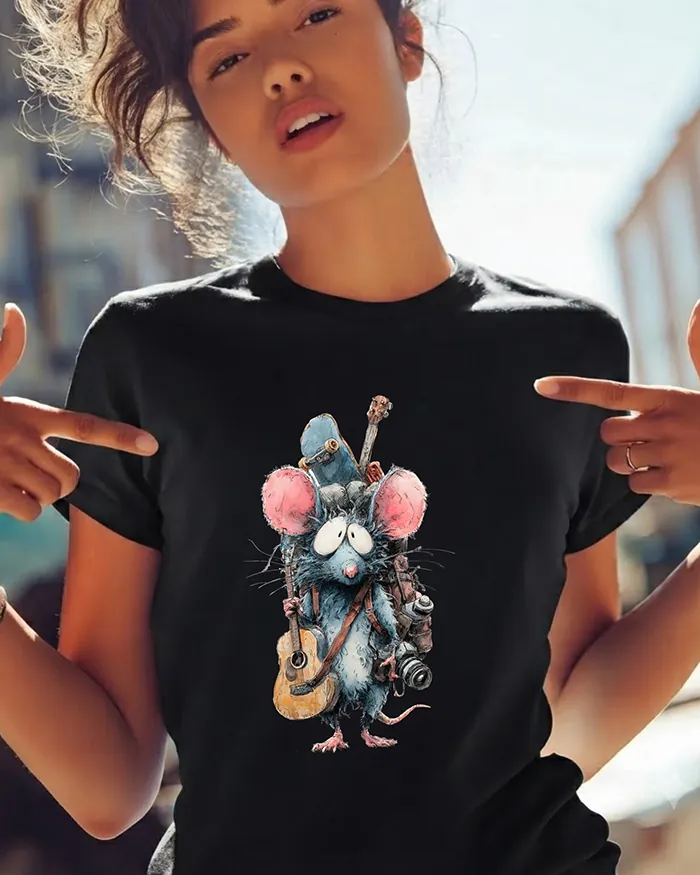 Hand-drawn rat t-shirt β Traveling Hobbies Rat Tee β view 2