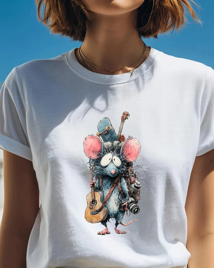 Hand-drawn rat t-shirt β Traveling Hobbies Rat Tee β view 3