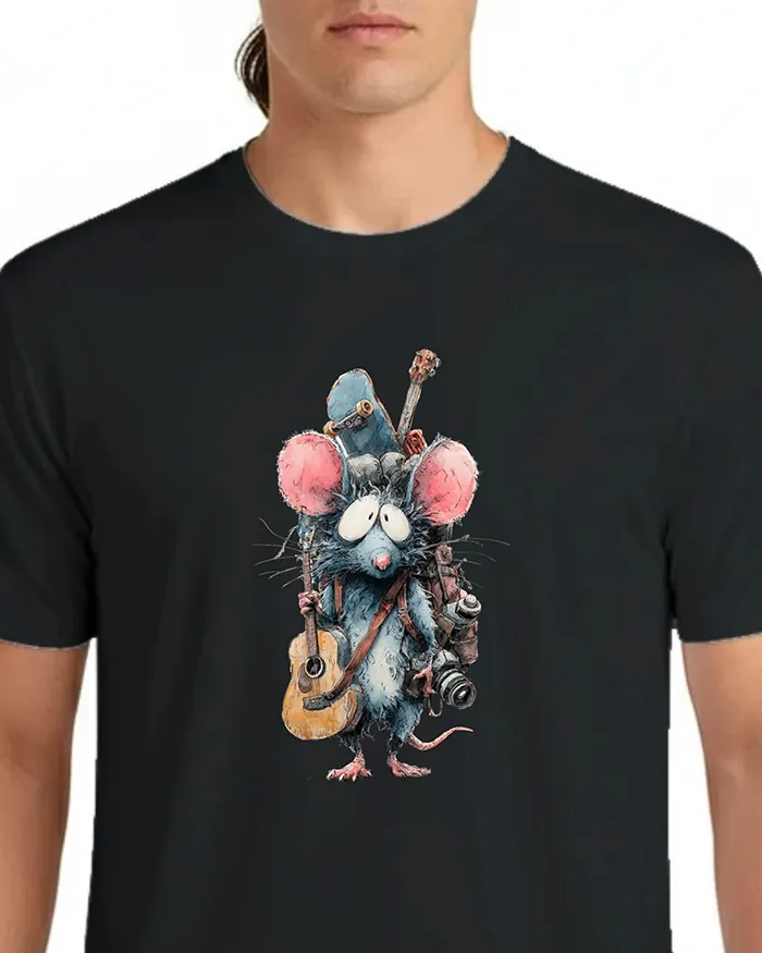 Hand-drawn rat t-shirt β Traveling Hobbies Rat Tee β view 6