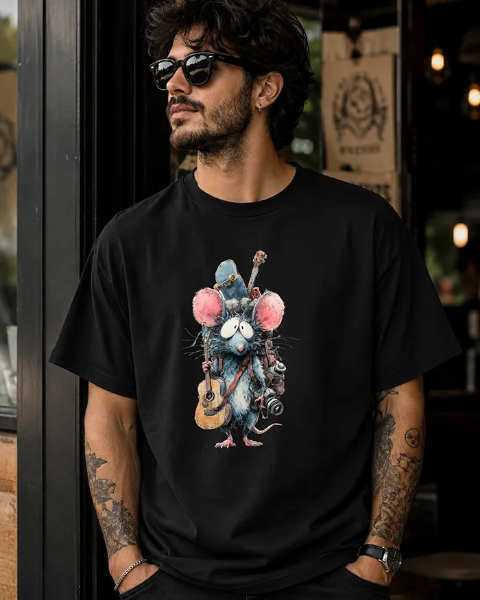 Hand-drawn rat t-shirt β Traveling Hobbies Rat Tee β view 9