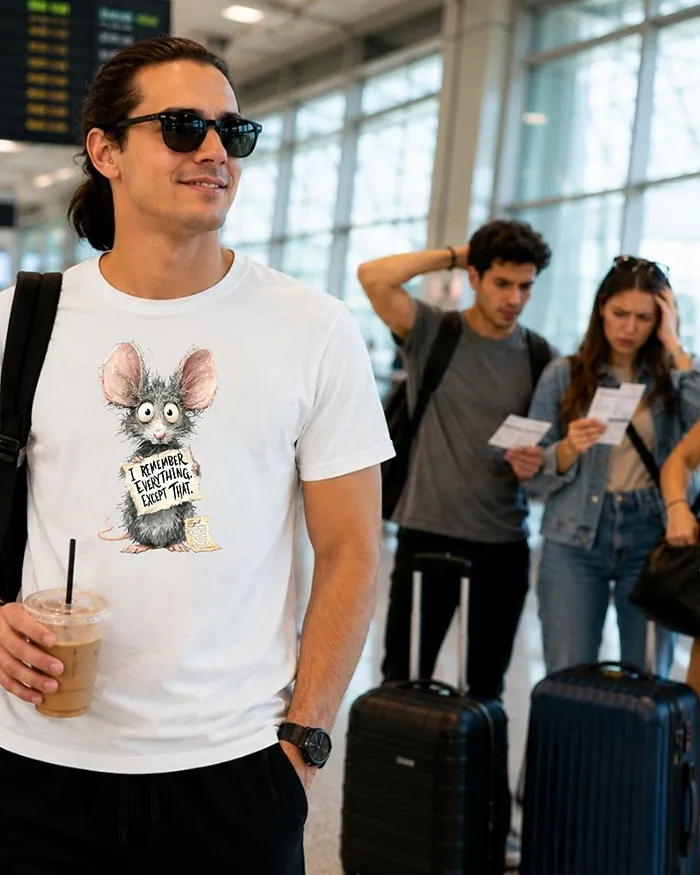 Hand-drawn rat t-shirt β "I Remember Everything. Except That." Rat Tee β view 2