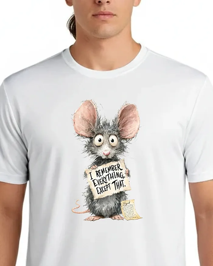 Hand-drawn rat t-shirt β "I Remember Everything. Except That." Rat Tee β view 3