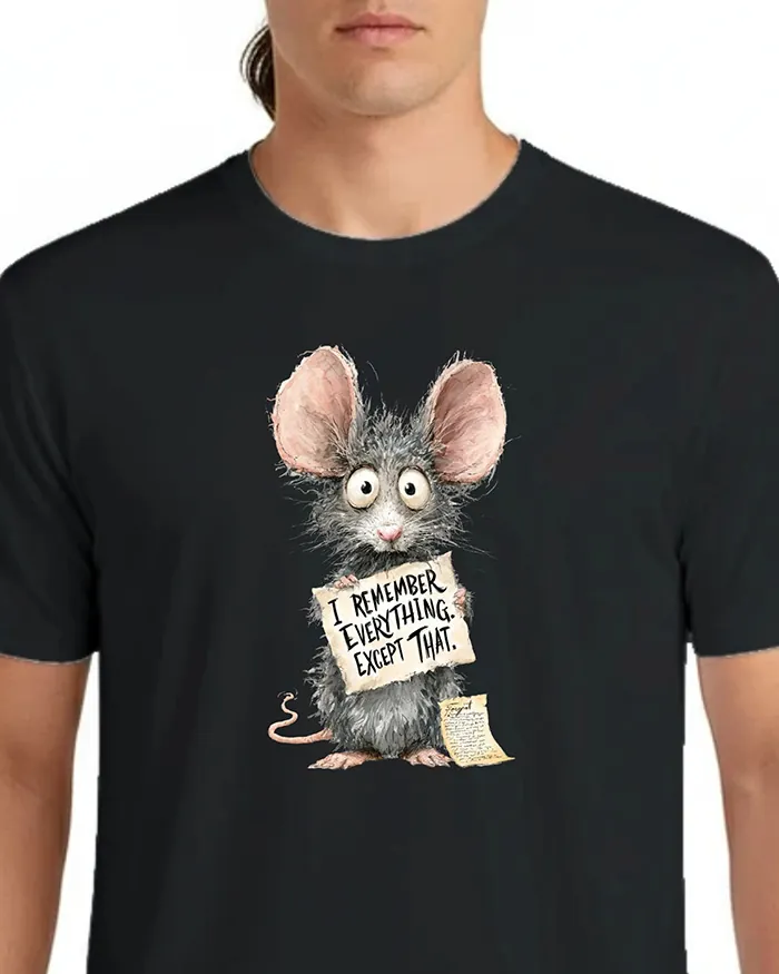 Hand-drawn rat t-shirt β "I Remember Everything. Except That." Rat Tee β view 4