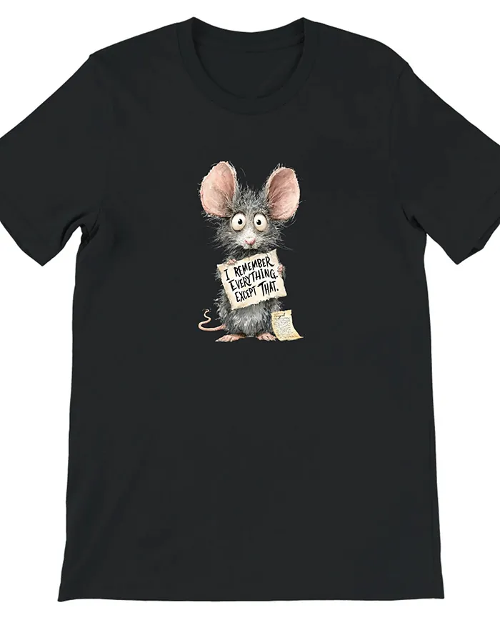 Hand-drawn rat t-shirt β "I Remember Everything. Except That." Rat Tee β view 5