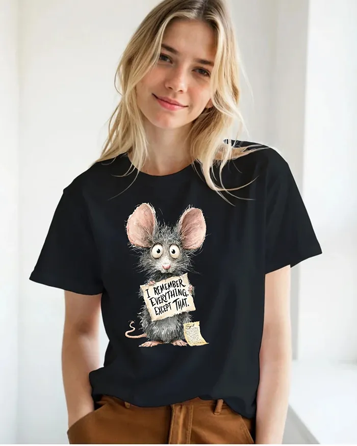 Hand-drawn rat t-shirt β "I Remember Everything. Except That." Rat Tee β view 6