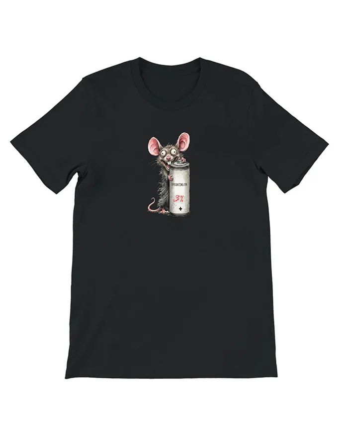 Hand-drawn rat t-shirt β "Operating on 3%" Low Battery Rat Tee β view 10
