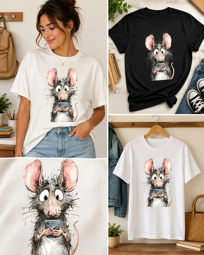 Hand-drawn rat t-shirt β Screen Addict Rat Tee β view 4