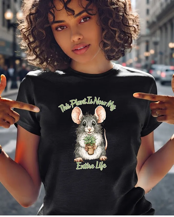Hand-drawn rat t-shirt — "This Plant Is Now My Entire Life" Rat Tee — view 2