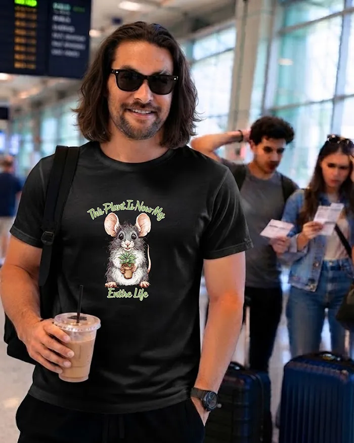 Hand-drawn rat t-shirt — "This Plant Is Now My Entire Life" Rat Tee — view 6