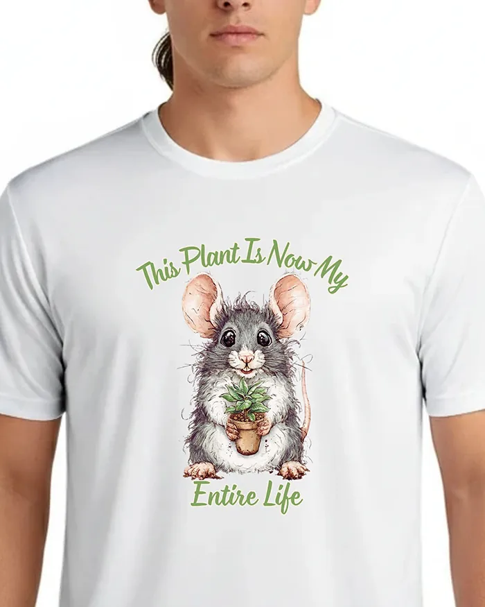Hand-drawn rat t-shirt — "This Plant Is Now My Entire Life" Rat Tee — view 7