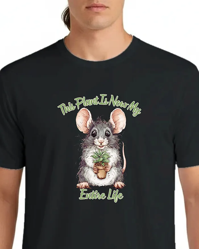 Hand-drawn rat t-shirt — "This Plant Is Now My Entire Life" Rat Tee — view 8