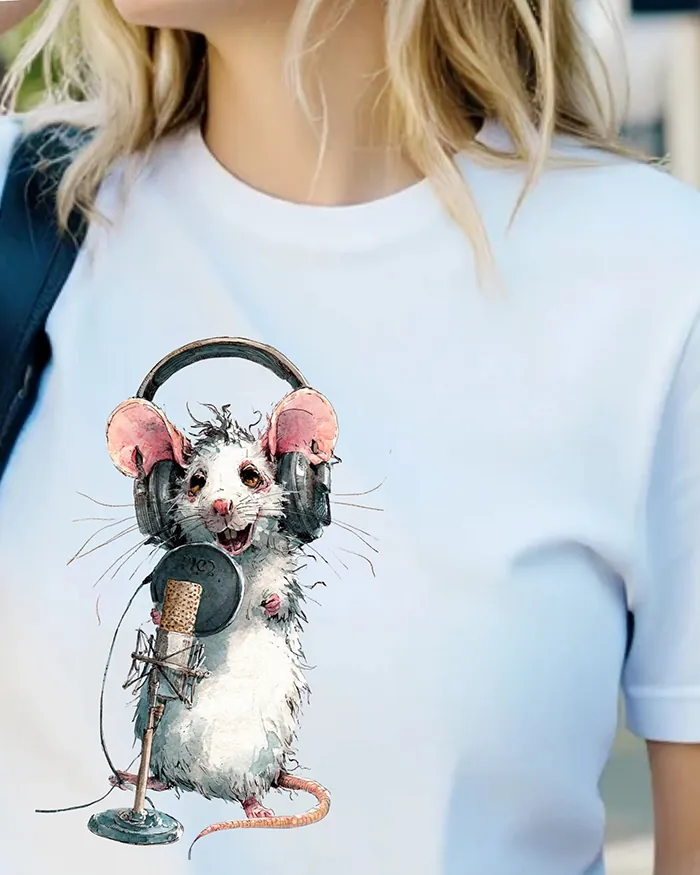 Hand-drawn rat t-shirt — Podcast Host Rat Tee — Silly Rat Collection