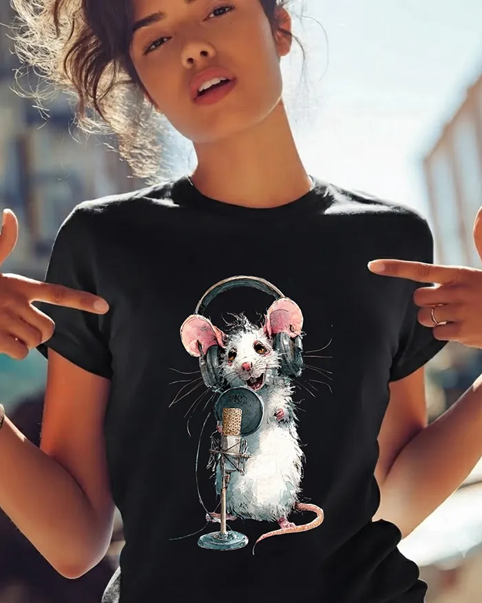 Hand-drawn rat t-shirt β Podcast Host Rat Tee β view 2