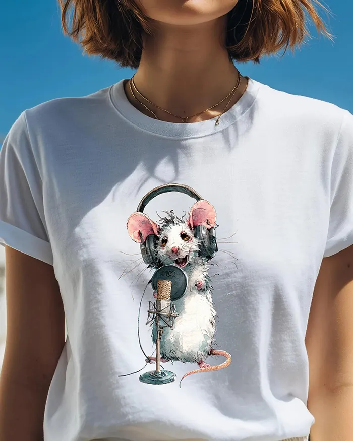 Hand-drawn rat t-shirt β Podcast Host Rat Tee β view 3