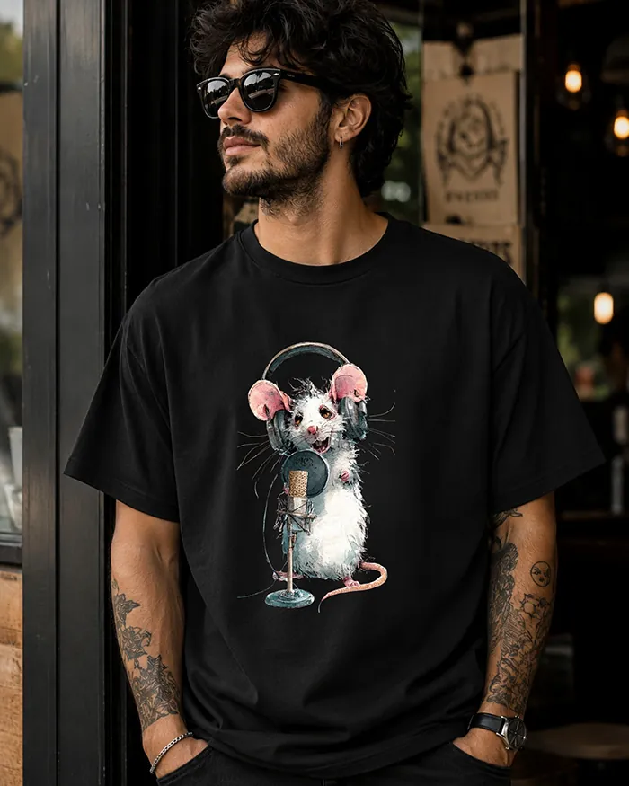 Hand-drawn rat t-shirt β Podcast Host Rat Tee β view 9