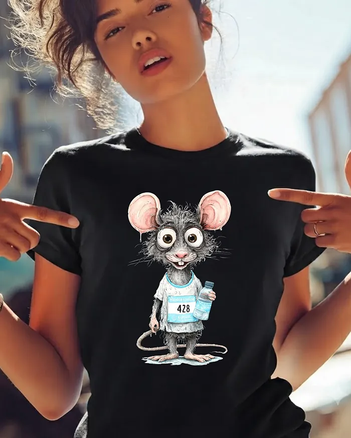 Hand-drawn rat t-shirt β Marathon Runner Rat Tee β view 2