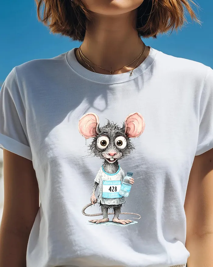 Hand-drawn rat t-shirt β Marathon Runner Rat Tee β view 3