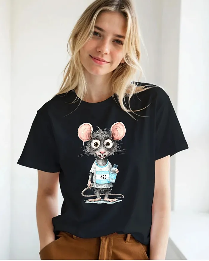 Hand-drawn rat t-shirt β Marathon Runner Rat Tee β view 8