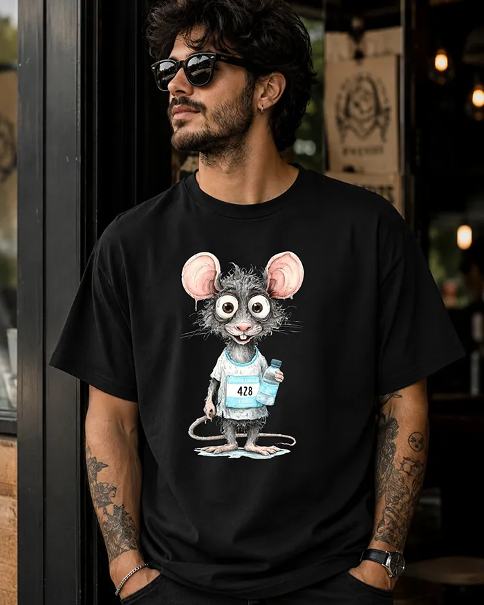 Hand-drawn rat t-shirt β Marathon Runner Rat Tee β view 9