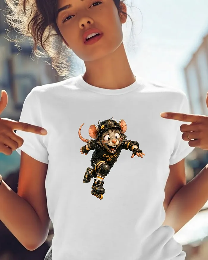 Hand-drawn rat t-shirt β Chaos Skater Rat Tee β Silly Rat Collection