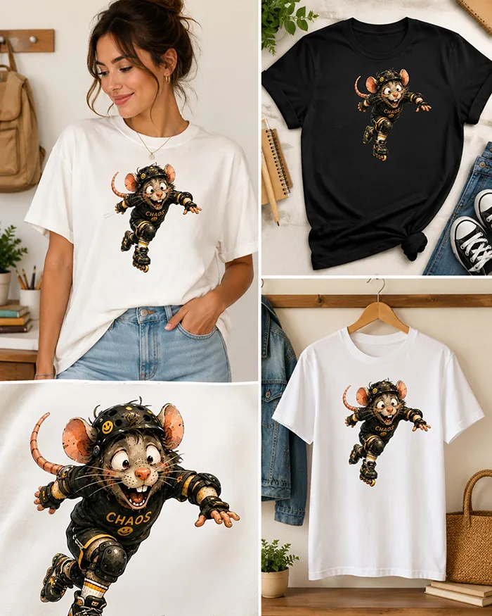 Hand-drawn rat t-shirt β Chaos Skater Rat Tee β view 3