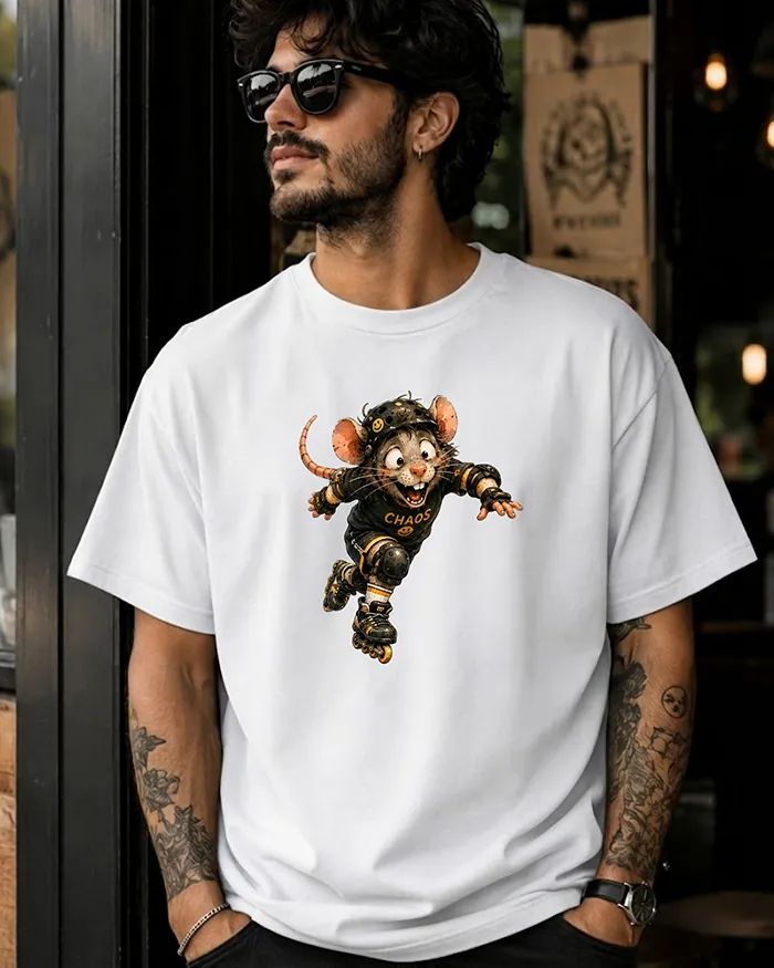 Hand-drawn rat t-shirt β Chaos Skater Rat Tee β view 7