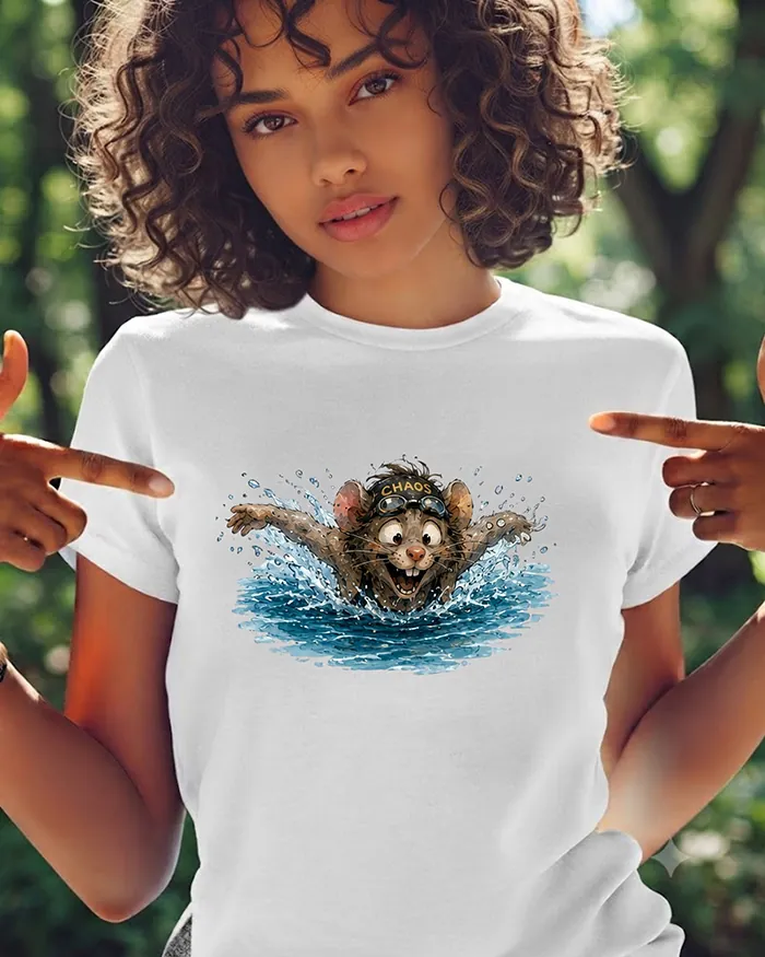 Hand-drawn rat t-shirt β Chaos Swimmer Rat Tee β Silly Rat Collection