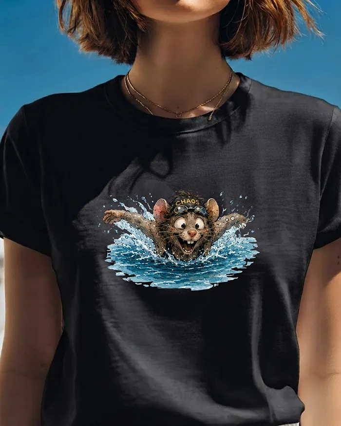 Hand-drawn rat t-shirt β Chaos Swimmer Rat Tee β view 2