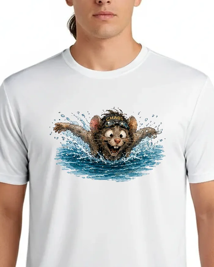 Hand-drawn rat t-shirt β Chaos Swimmer Rat Tee β view 4