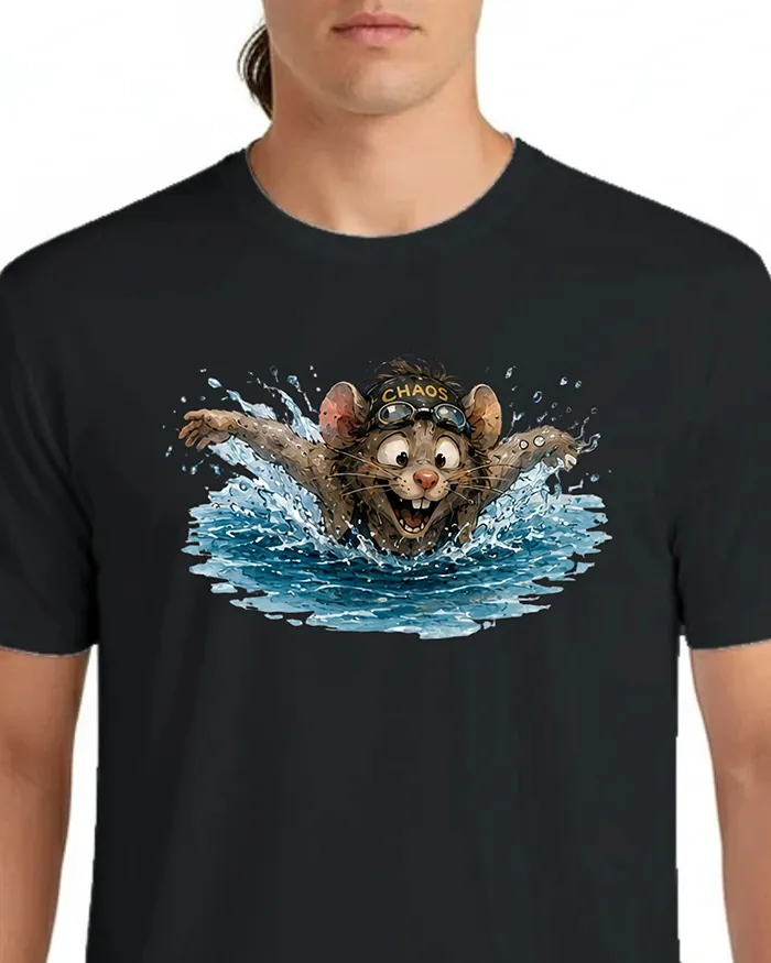 Hand-drawn rat t-shirt β Chaos Swimmer Rat Tee β view 5