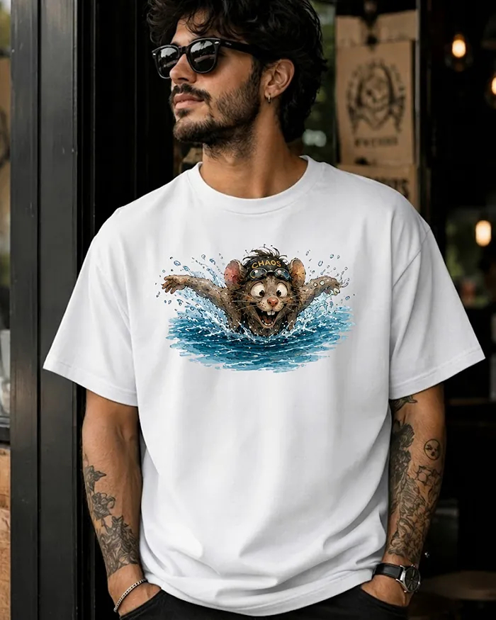 Hand-drawn rat t-shirt β Chaos Swimmer Rat Tee β view 7