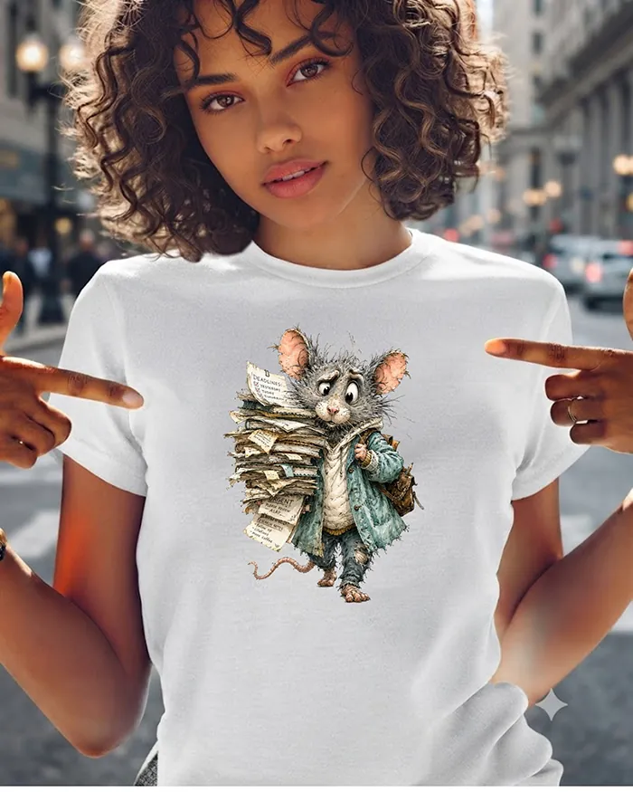 Hand-drawn rat t-shirt β Overworked Teacher Rat Tee β Silly Rat Collection