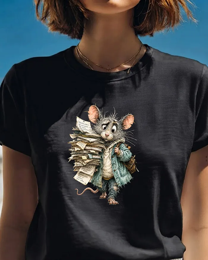 Hand-drawn rat t-shirt β Overworked Teacher Rat Tee β view 2