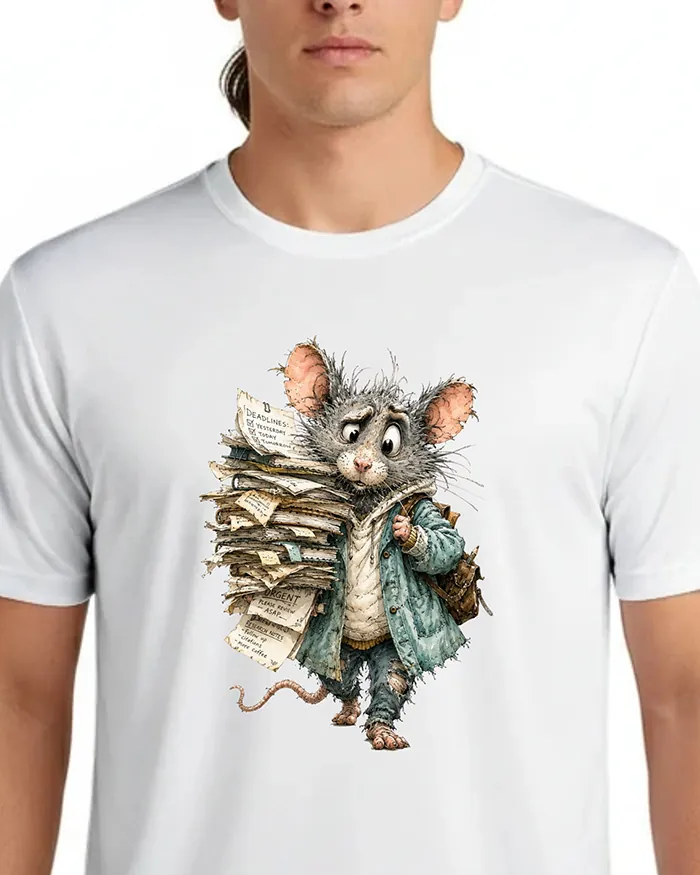 Hand-drawn rat t-shirt β Overworked Teacher Rat Tee β view 4
