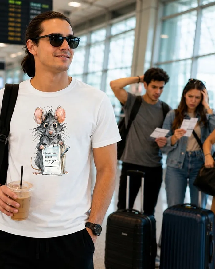 Hand-drawn rat t-shirt β "Tomorrow Will Be Different" Rat Tee β view 2
