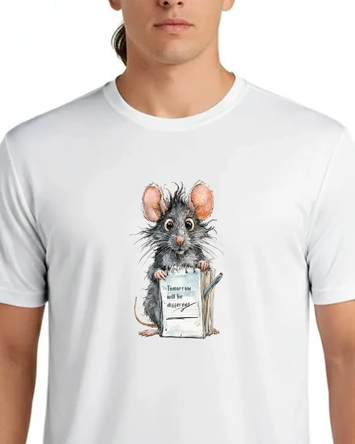 Hand-drawn rat t-shirt β "Tomorrow Will Be Different" Rat Tee β view 3